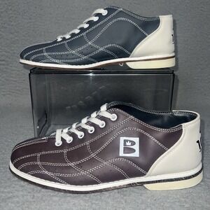Brunswick Bowling Hybrid Shoes Womens 12 / Mens 10 Maroon Gray Leather Split Toe